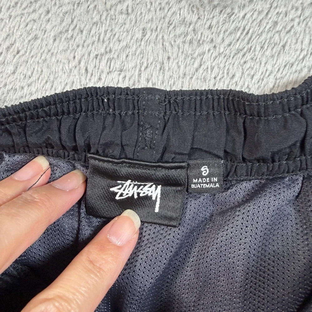 Stussy Big Basic Water Shorts Mens Small Black Nylon Swim Trunks Summer